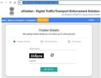 Echallan - E Challan Parivahan gov in _ Pay Your Traffic Challan Online