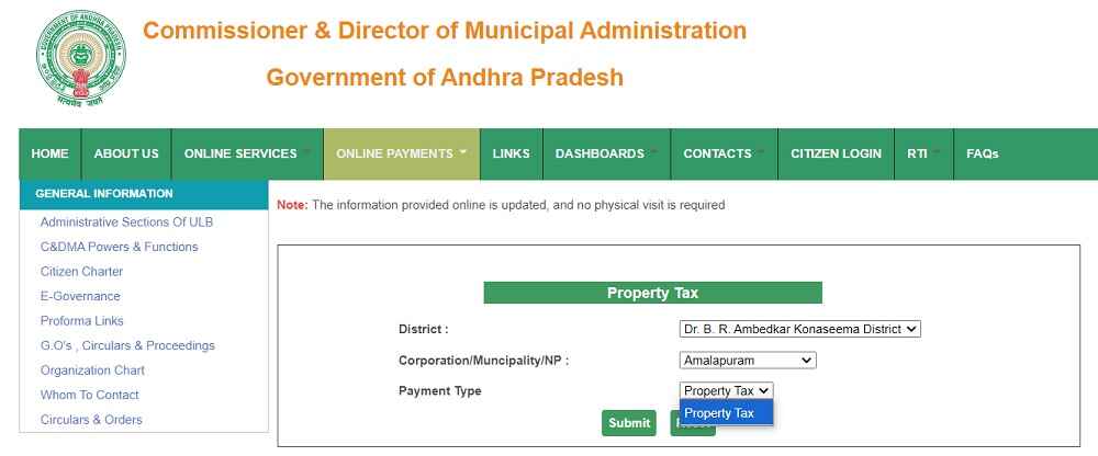 ap property tax payment Online